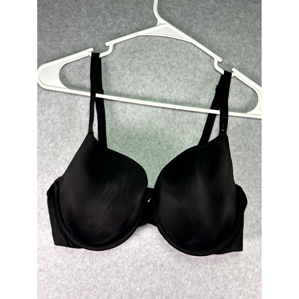 Calvin Klein T-Shirt Bra Womens 38C Black Underwire Lightly Lined Adjustable
